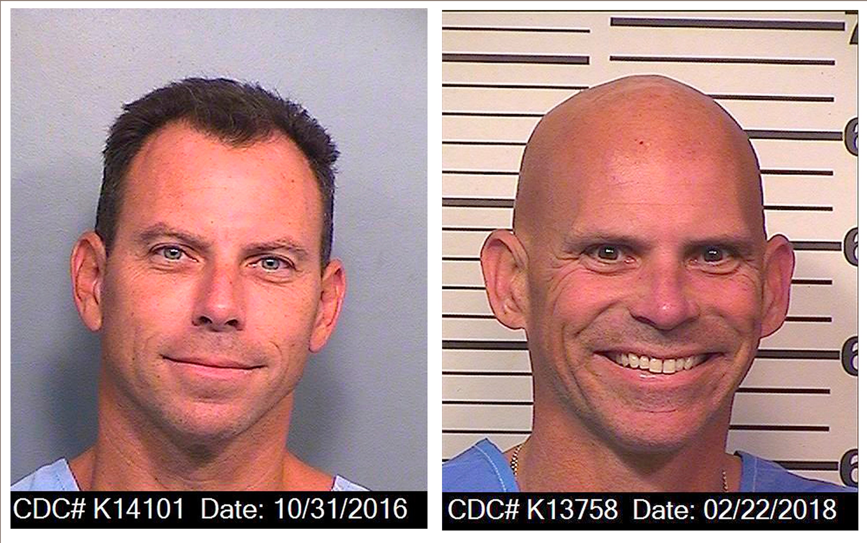 A composite image of Erik Menendez and Lyle Menendez as middle-aged men