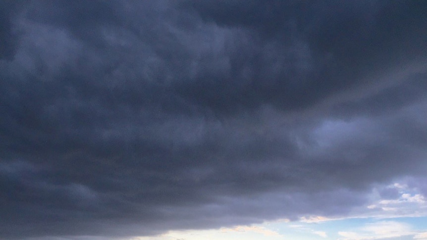 Storm clouds approach the Brisbane CBD