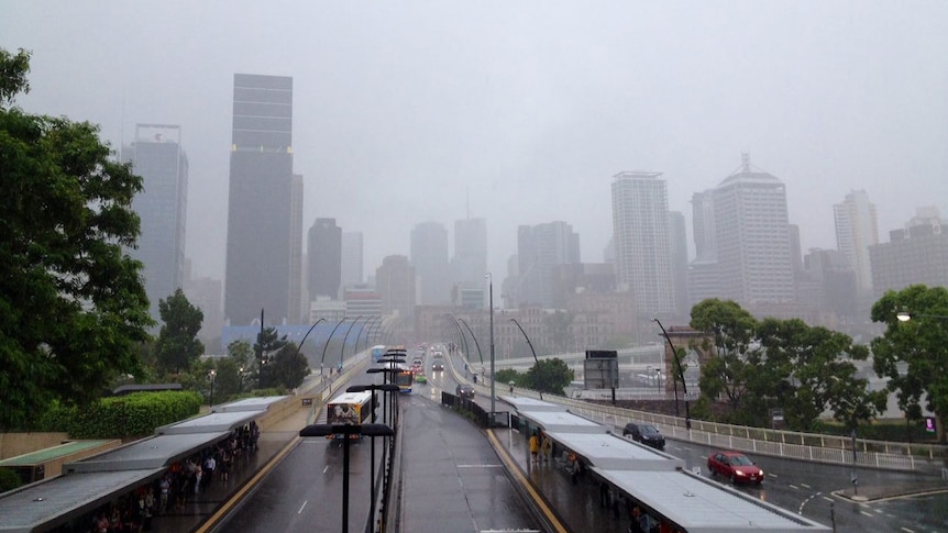 A wet journey to work on Friday for commuters heading into the Brisbane CBD.