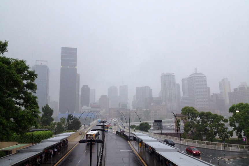 A wet journey to work on Friday for commuters heading into the Brisbane CBD.