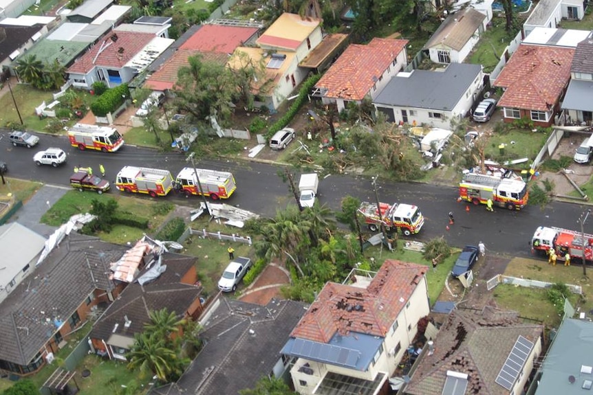 Aerial shot of damage at Kurnell.