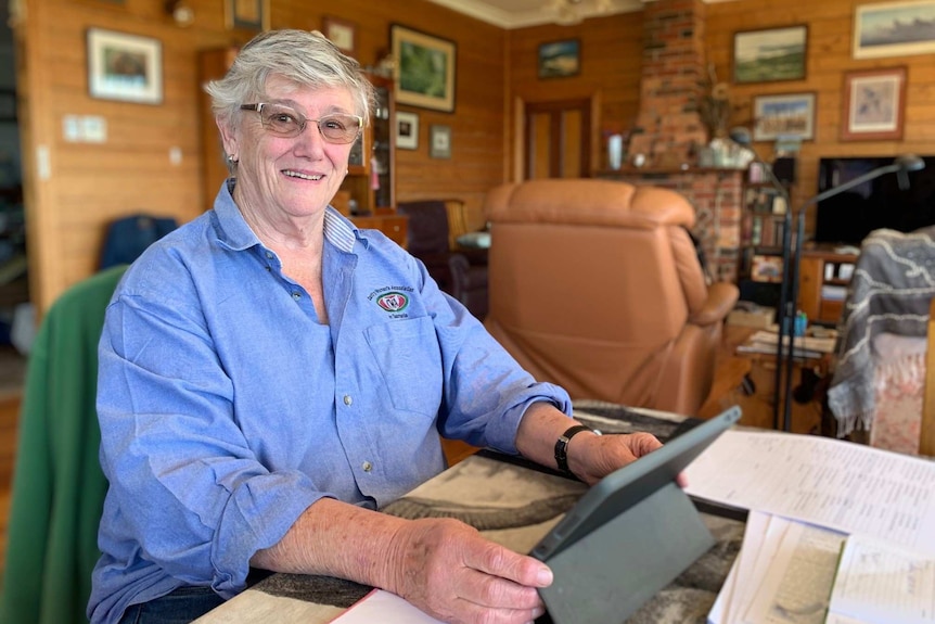 Lesley Young, Treasurer of the CWA in Tasmania, at her home in Sassafrass.