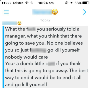 A snapchat message