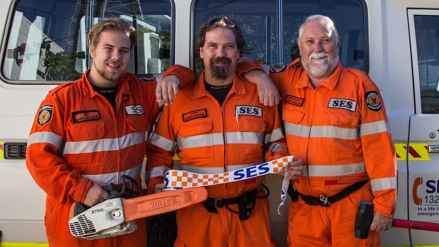 19-year-old Andy, his father David and grandfather Jim MacLean all volunteer for the SES.