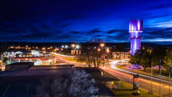 Wodonga pictured at night in a story about the most neighbourly regions in Australia