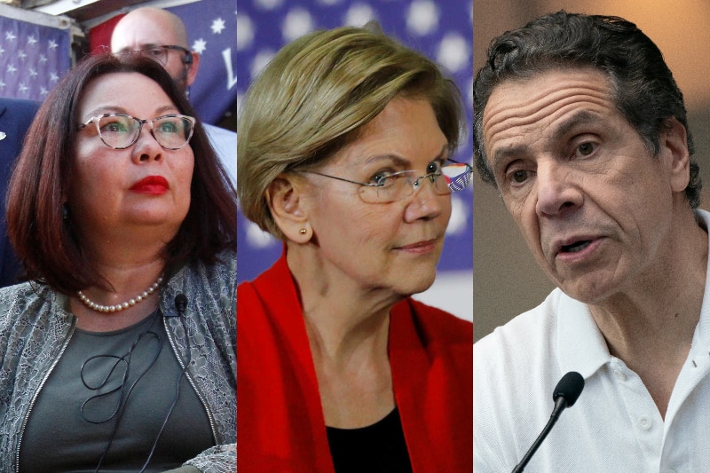 Composite image of Tammy Duckworth, Elizabeth Warren and Andrew Cuomo