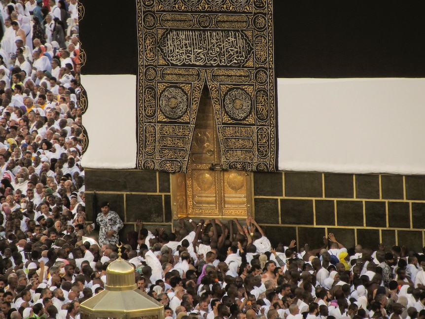 Muslim pilgrims at the annual hajj pilgrimage in Mecca