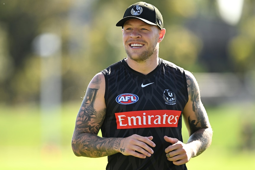 Jordan De Goey smiles while at training