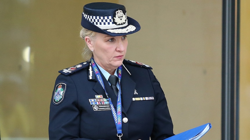 Queensland Police Commissioner Katarina Carroll leaves the Supreme Court in Brisbane