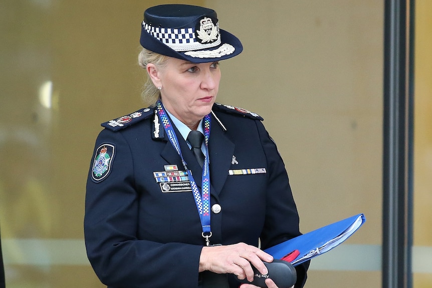 Queensland Police Commissioner Katarina Carroll leaves the Supreme Court in Brisbane