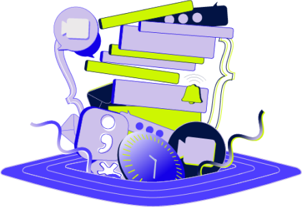 Illustration of computer symbols falling into a warp