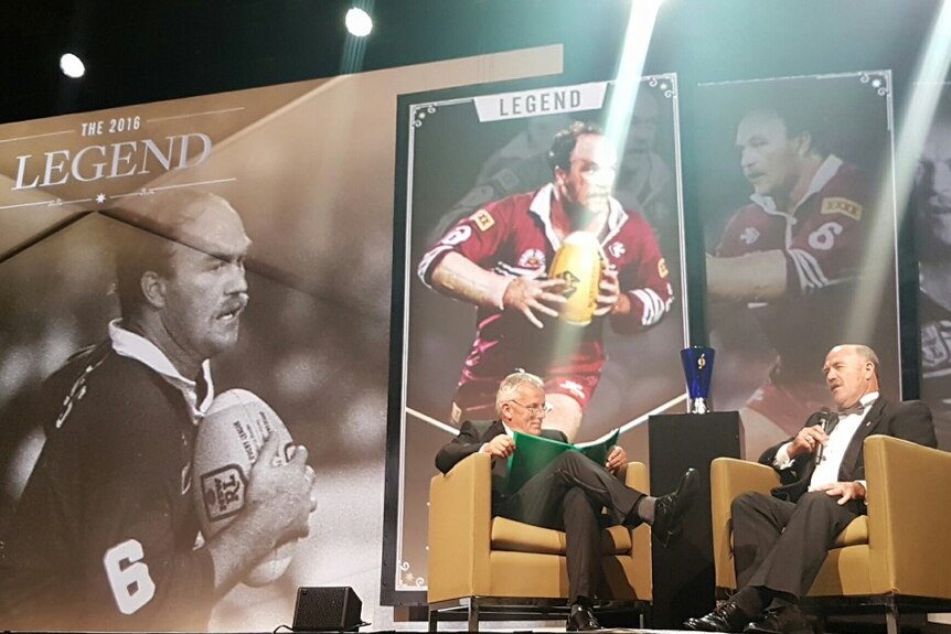 Wally Lewis on stage at the Sport Hall of Fame