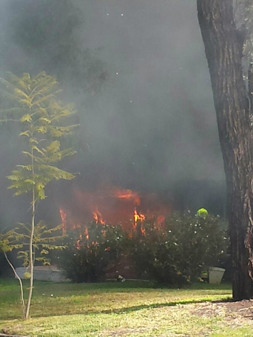 Flames at a house fire at Penrith.