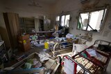 Damage is seen inside a hospital operated by Medecins Sans Frontieres.