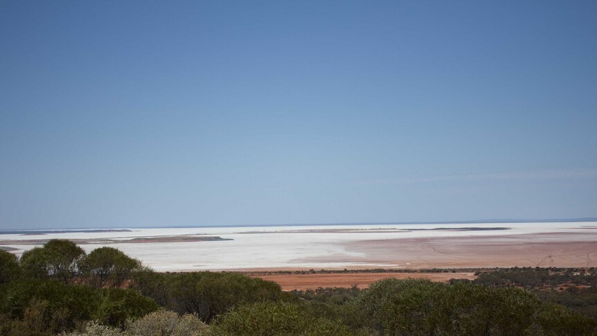 The view of Lake Lefroy from Red Hill in Kambalda.