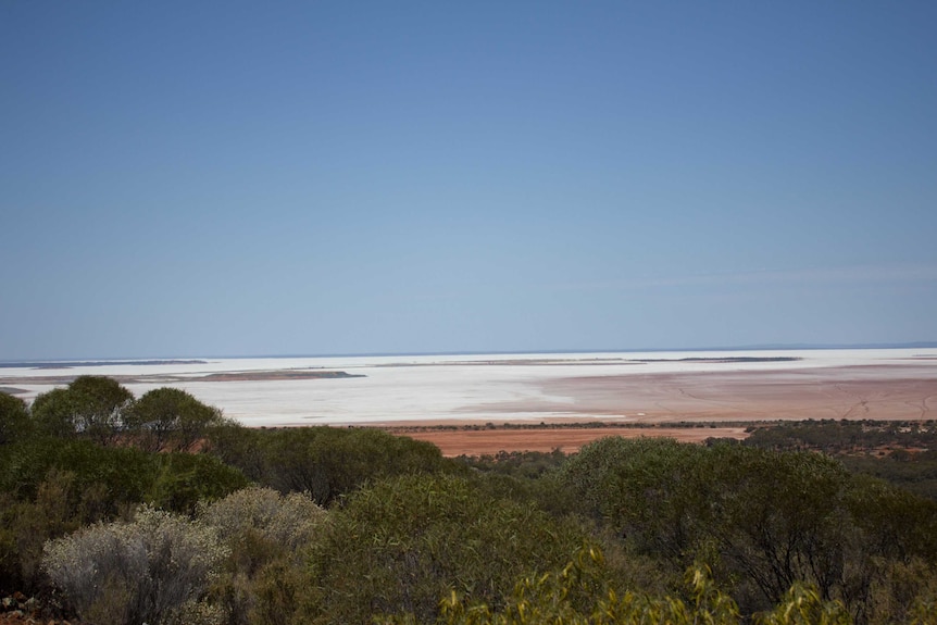 The view of Lake Lefroy from Red Hill in Kambalda.