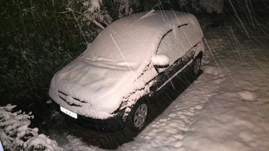 Snow on a car in Blackheath