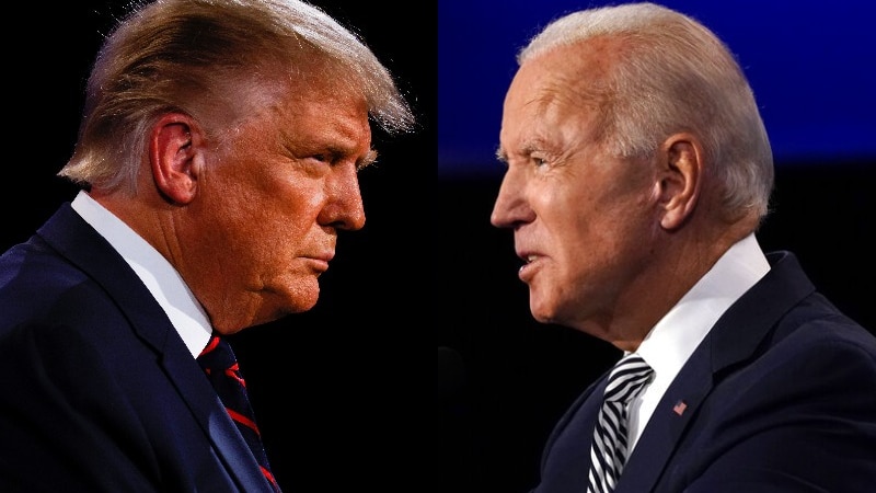 A composite image of Donald Trump and Joe Biden