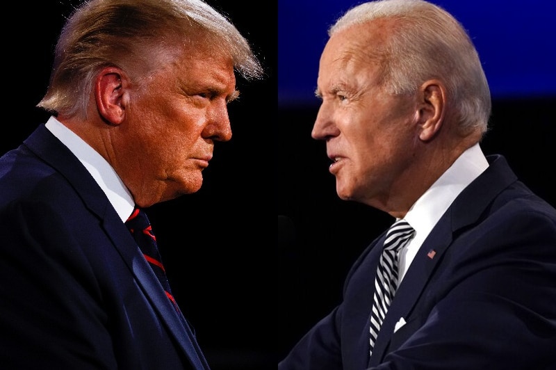 A composite image of Donald Trump and Joe Biden