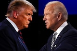 A composite image of Donald Trump and Joe Biden