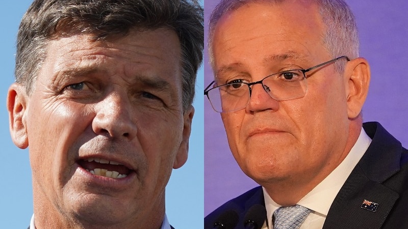 A composite image of Angus Taylor and Scott Morrison