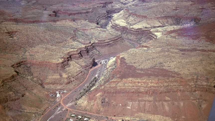 Aerial photograph of Wittenoom landscape, taken in 1959.