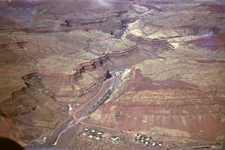 Aerial photograph of Wittenoom landscape, taken in 1959.