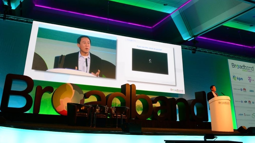 Kevin Lo speaks at the Broadband World Forum.