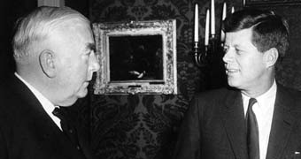 Robert Menzies and John F Kennedy meet in Washington
