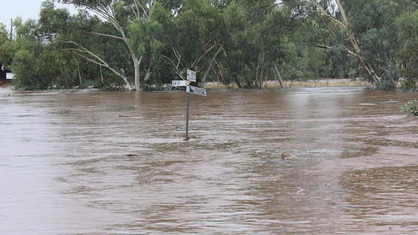 Flooded street in Mount Isa