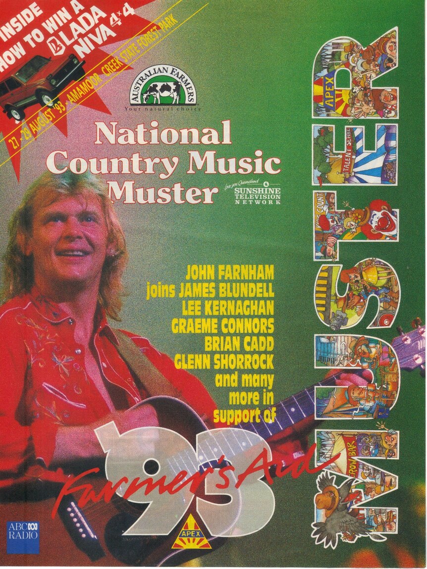 A concert poster featuring a photo of John Farnham.