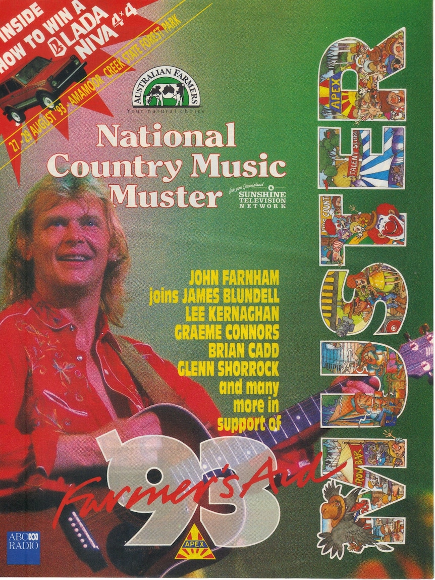 A concert poster featuring a photo of John Farnham.
