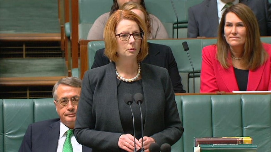 Julia Gillard breaks down while speaking about the National Disability Insurance Scheme.