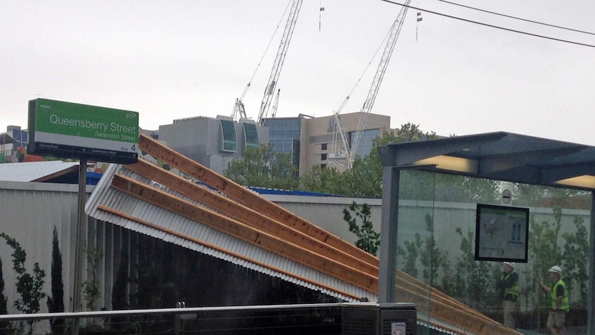 Roof torn off in strong winds on Swanston Street