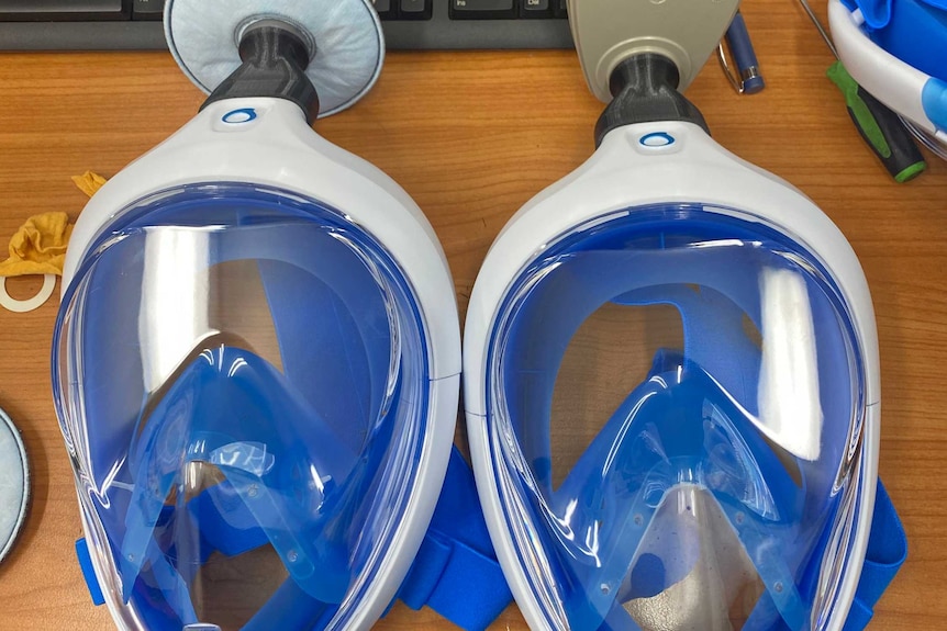 View of two face masks to be used by medical staff handling the coronavirus outbreak.
