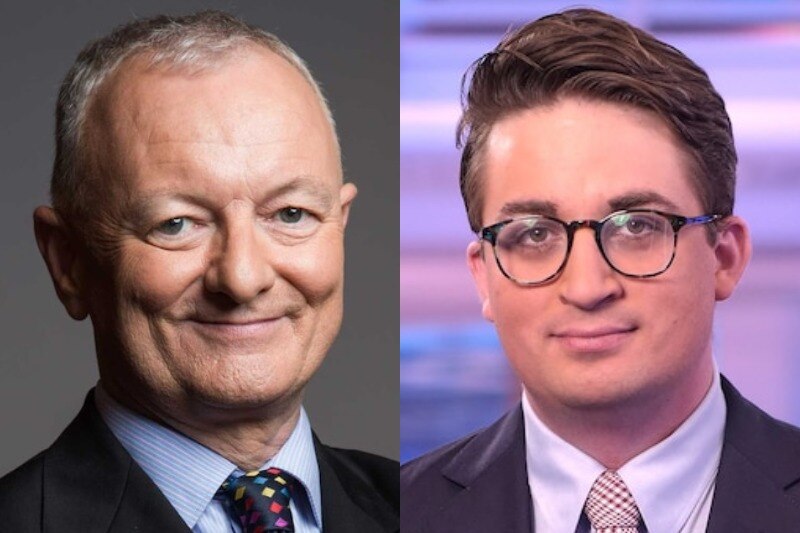 A composite image of a smiling Antony Green and Casey Briggs. 