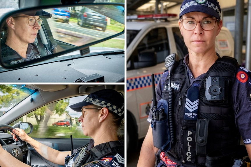 A collage of photos of Sergeant Lisa Hillary in police uniform.