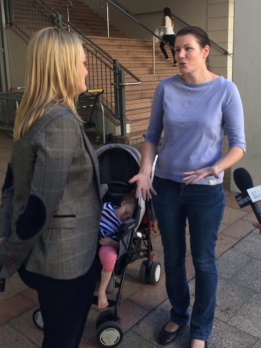 LtoR Fiona Scott MP speaks with Belinda Connon in Penrith, western Sydney.