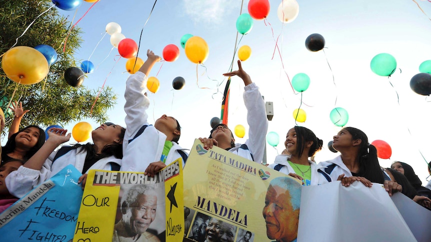 Young South Africans release 95 balloons representing 95 years of life