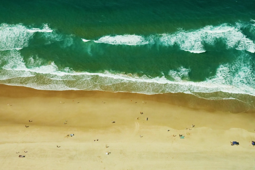 a view of a beach from above