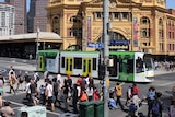 Melbourne's CBD was busy with people on the first grand final-eve public holiday.