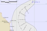 A map shows Cyclone Linda tracking off the Queensland coast