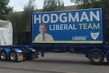 Tasmanian Liberals mobile election billboard outside State Parliament
