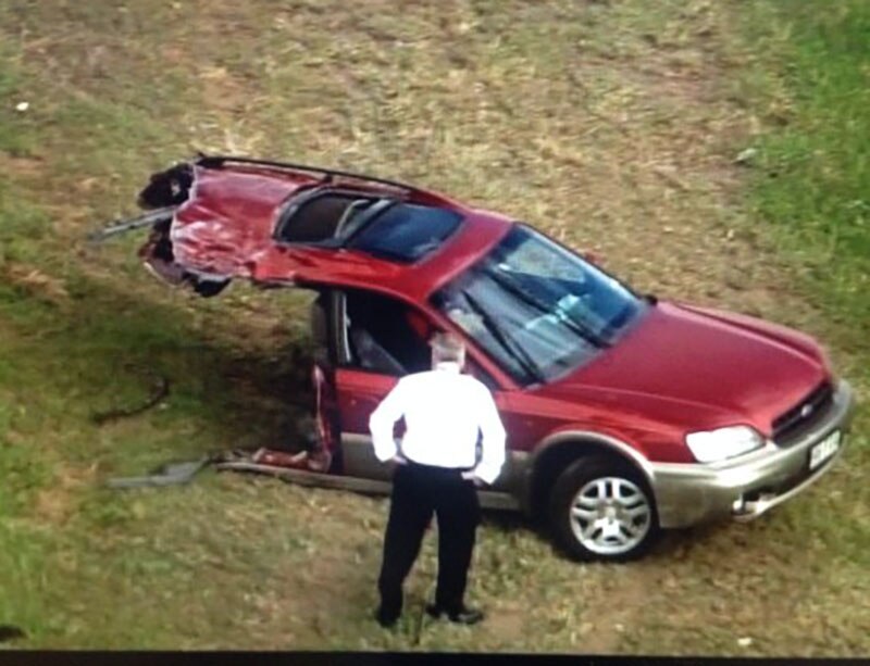 Stolen car hits school bus, splits in half during police chase in ...