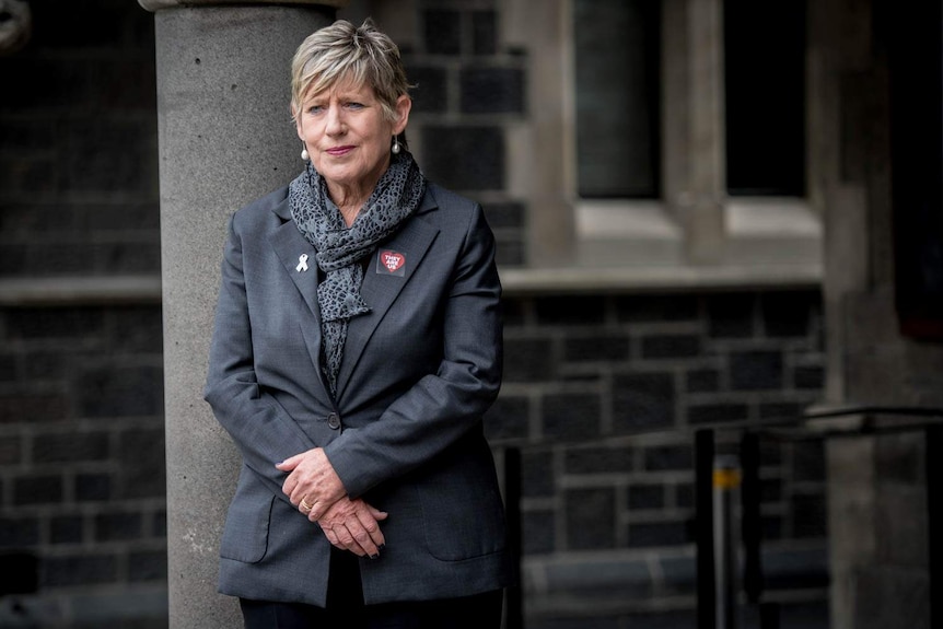 Mayor of Christchurch Lianne Dalziel leans against a pole
