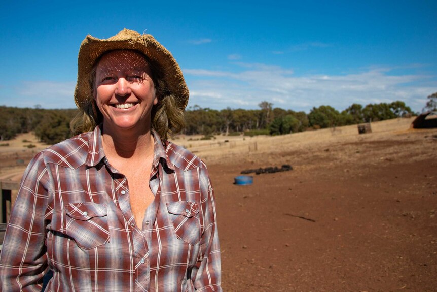 Tammi Jonas on her pig and cattle farm in central Victoria.