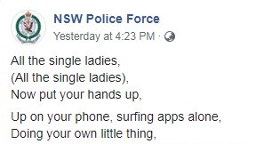 NSW Police Beyonce post