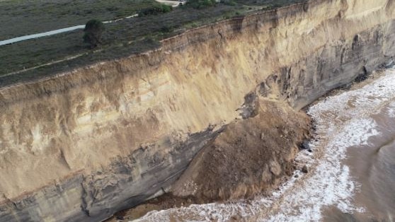 A large chunk of cliff collapsed at Demons Bluff in Anglesea