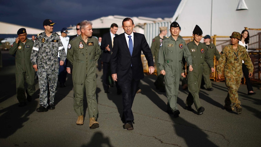 Tony Abbott and Craig Heap at RAAF Base Pearce