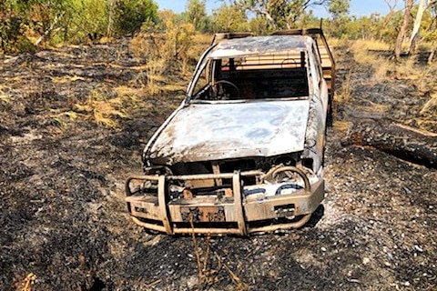 A burnt out ute